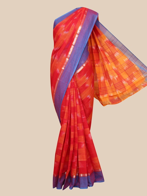 

The Chennai Silks Red & Orange Woven Design Fusion Saree
