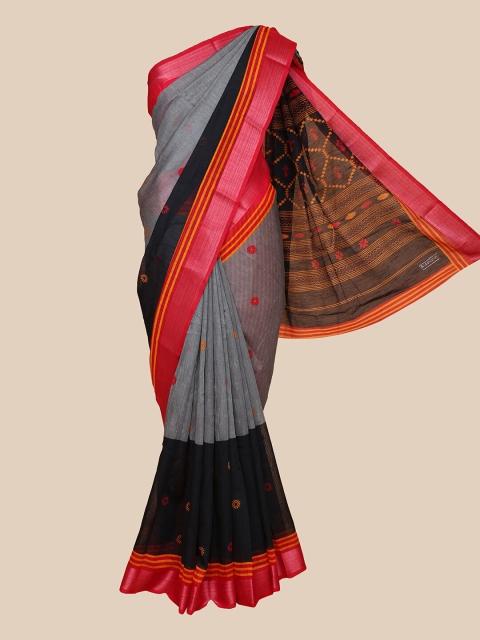 

The Chennai Silks Grey & Black Fusion Saree