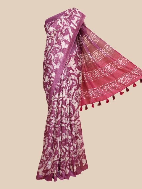 

The Chennai Silks Beige & Purple Batik Fusion Banarasi Saree