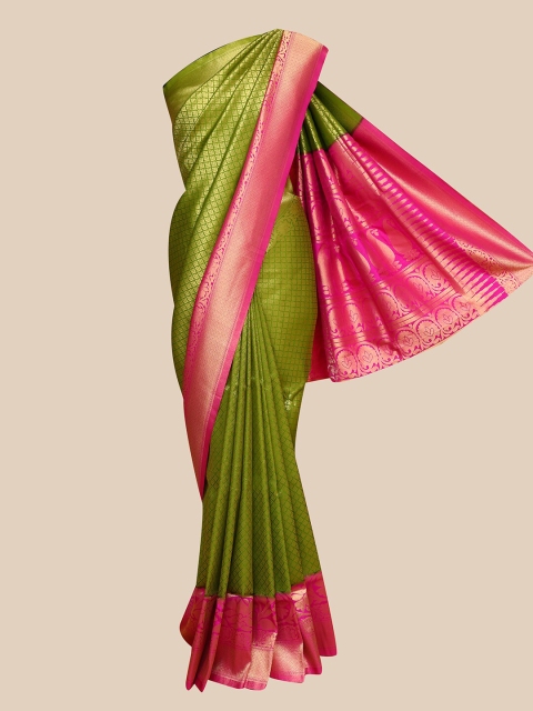 

The Chennai Silks Green & Pink Woven Design Silk Blend Fusion Patola Saree