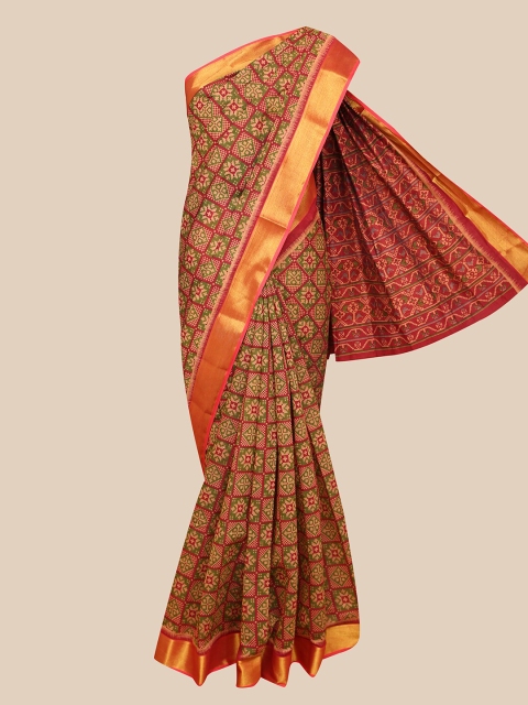 

The Chennai Silks Maroon & Green Chanderi Saree