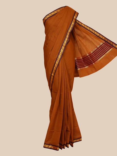 

The Chennai Silks Mustard & Gold-Toned Pure Cotton Fusion Chettinad Saree