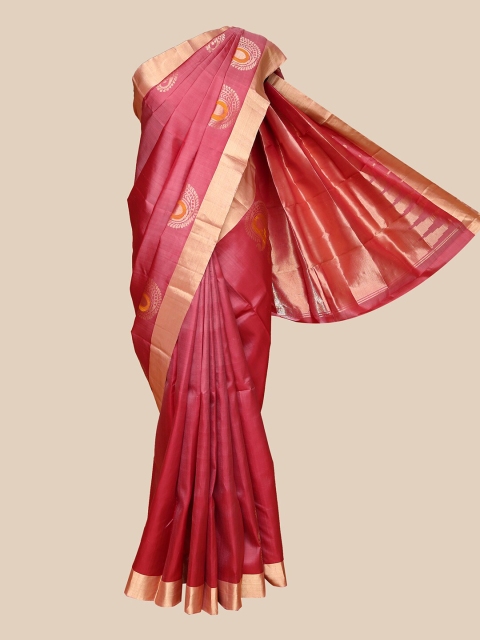 

The Chennai Silks Pink & Gold-Toned Woven Design Pure Silk Kanjeevaram Saree