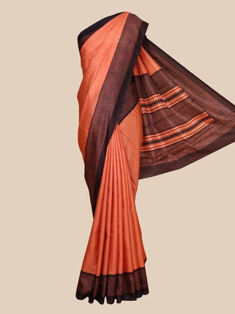 

The Chennai Silks Copper-Toned & Brown Fusion Saree
