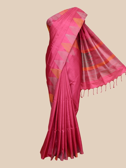 

The Chennai Silks Pink & Orange Pure Handloom Silk Kanjeevaram Saree