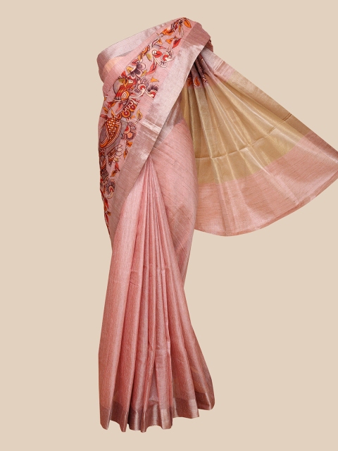 

The Chennai Silks Peach-Coloured & Brown Ethnic Motifs Zari Supernet Saree
