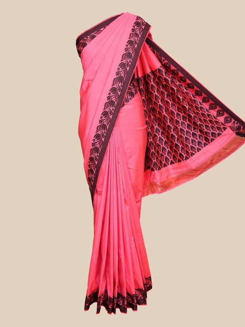 

The Chennai Silks Pink & Black Art Silk Saree