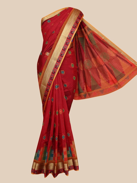 

The Chennai Silks Maroon & Gold-Toned Chanderi Saree