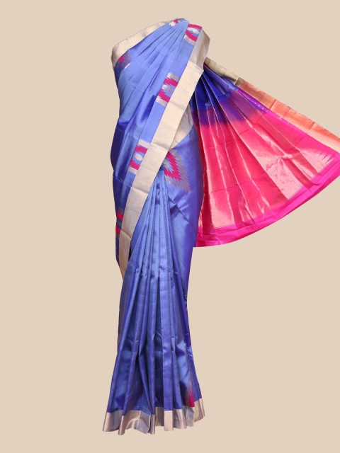 

The Chennai Silks Blue & Pink Pure Silk Handloom Kanjeevaram Saree