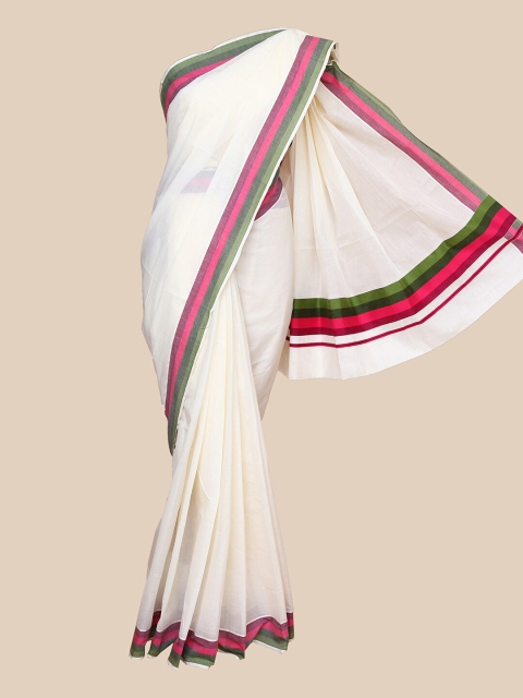 

The Chennai Silks Off White Pure Cotton Kerala Kasavu Saree