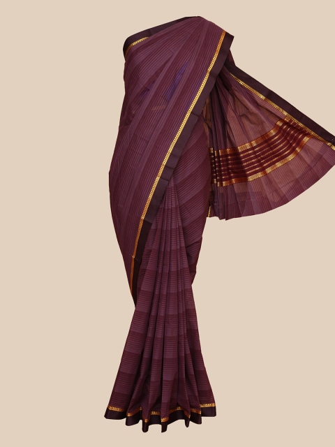 

The Chennai Silks Brown & Gold-Coloured Striped Pure Cotton Chettinad Saree