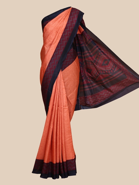 

The Chennai Silks Copper & Maroon Geometric Printed Saree
