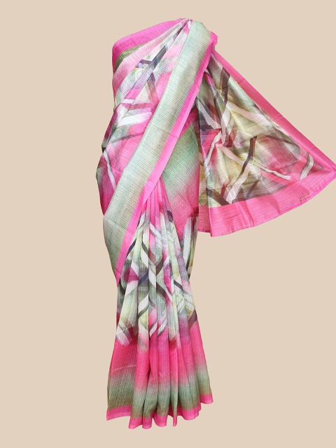 

The Chennai Silks Pink & Grey Bhagalpuri Saree