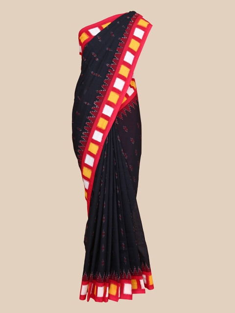 

The Chennai Silks Black & Red Pure Cotton Ikat Saree