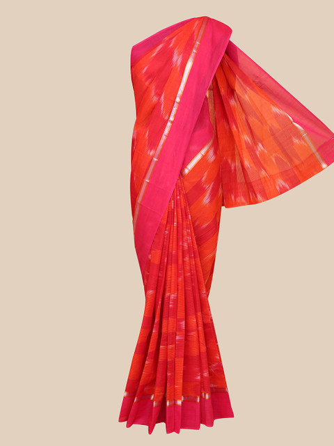 

The Chennai Silks Orange & Red Zari Saree