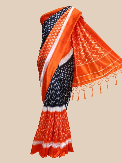 

The Chennai Silks Black & Orange Fusion Saree