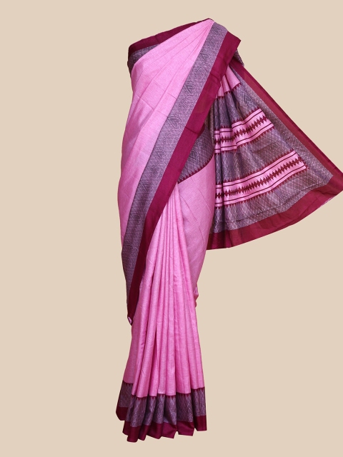 

The Chennai Silks Pink & Burgundy Fusion Saree