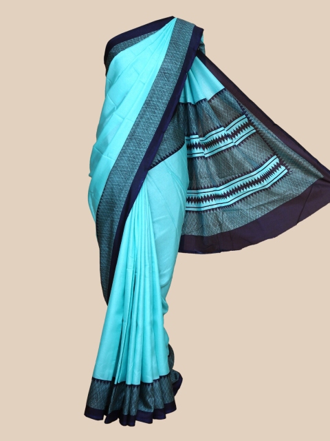 

The Chennai Silks Navy Blue & Turquoise Blue Saree