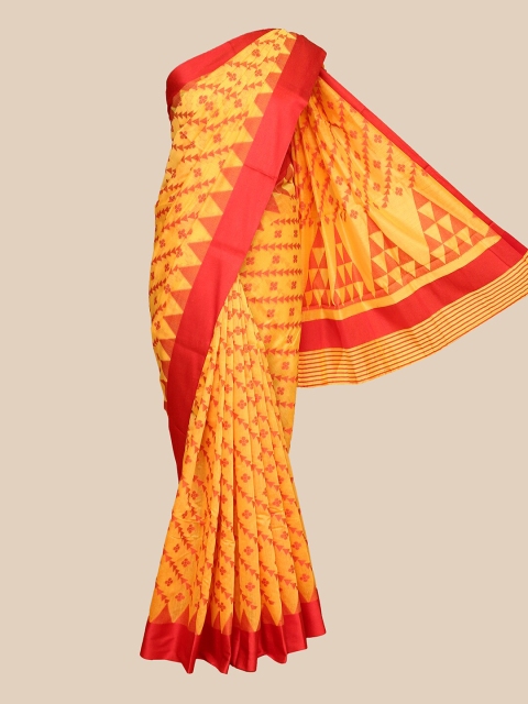 

The Chennai Silks Yellow & Red Chanderi Saree