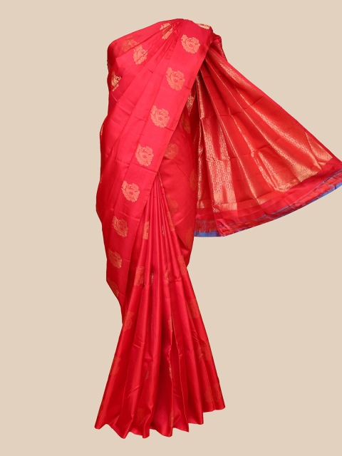 

The Chennai Silks Red & Gold-Toned Woven Design Pure Silk Kanjeevaram Saree