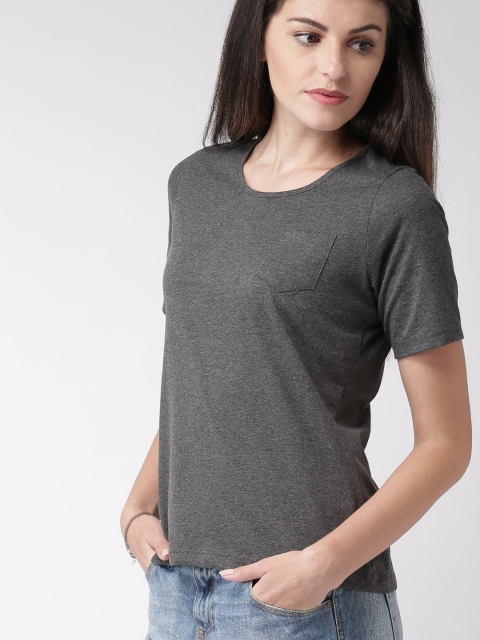 

Ms.Taken by Kriti Sanon Women Charcoal Grey Solid Regular Top