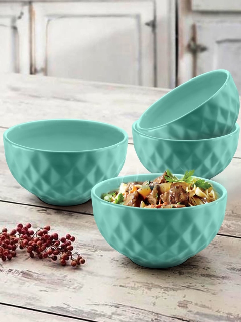 

URBAN CHEF Set Of 4 Sea Green Handcrafted Ceramic Serving Bowls