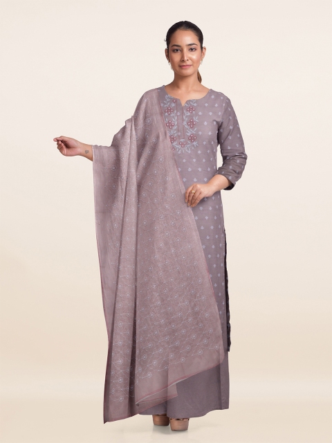 

Pothys Woman Grey & White Printed Unstitched Dress Material