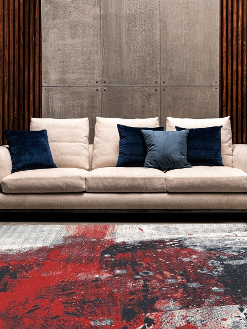 

DDecor Red & Grey Abstract Carpet