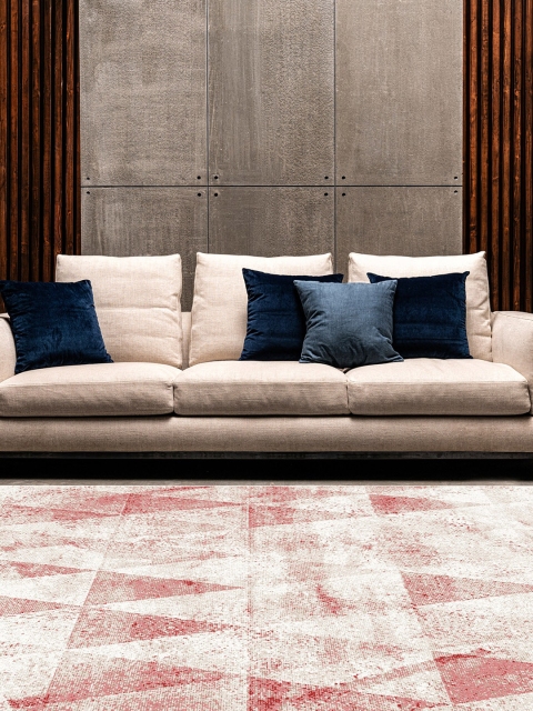 

DDecor Red & White Geometric Small Carpet