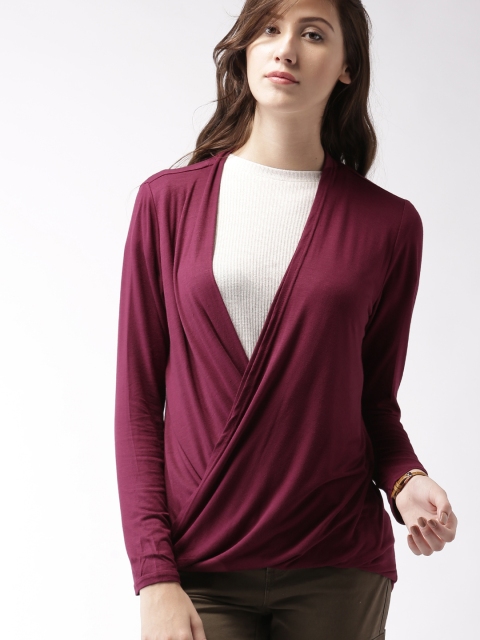 

Ms.Taken Women Burgundy Solid Regular Top