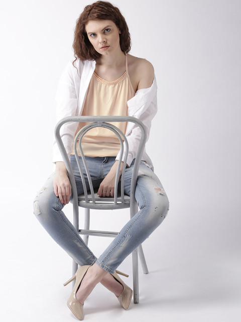 

Ms.Taken by Kriti Sanon Women Peach-Coloured Solid Regular Top