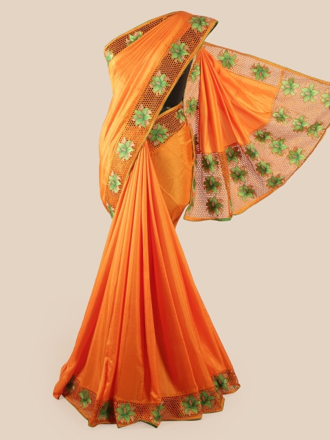 

Pothys Orange & Green Cut Work Art Silk Saree