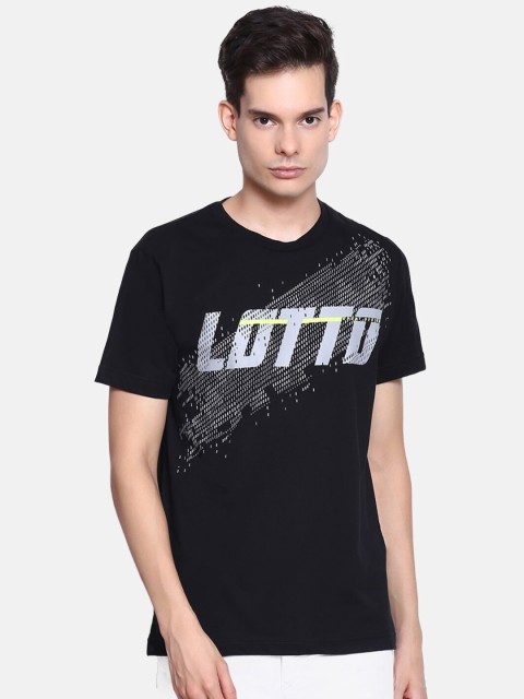 

Lotto Men Black Brand Logo Printed T-shirt