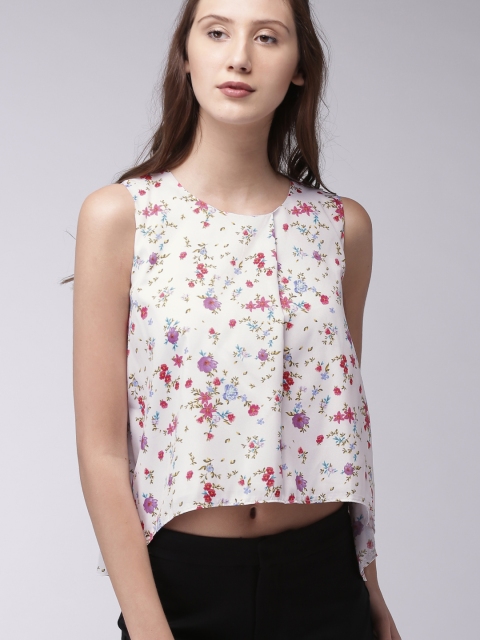 

Ms.Taken Women White Printed Regular Top