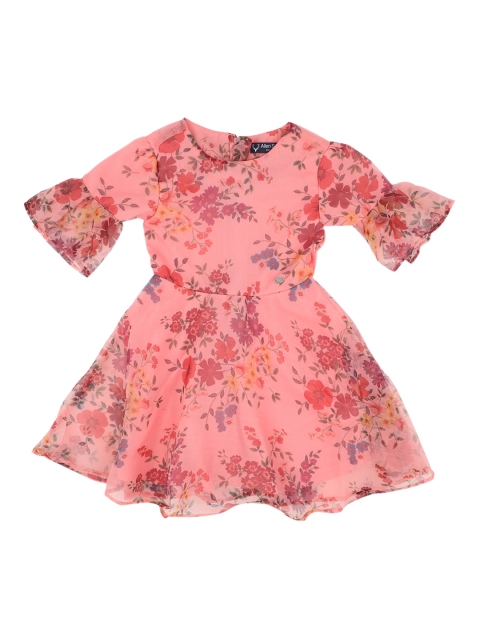 

Allen Solly Junior Girls Peach-Coloured Floral Dress