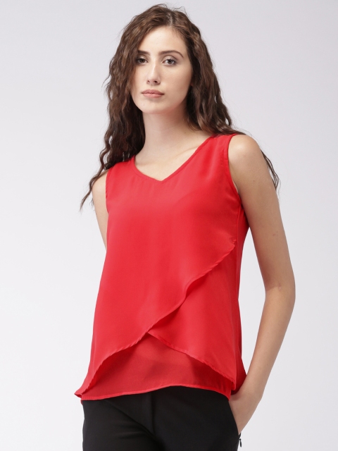 

Ms.Taken by Kriti Sanon Women Red Layered Lace Regular Top