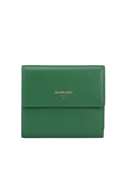 

Da Milano Women Green Solid Leather Three Fold Wallet