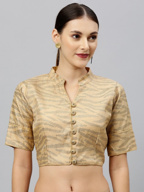 

Amrutam Fab Women Beige Embellished Raw Silk Saree Blouse