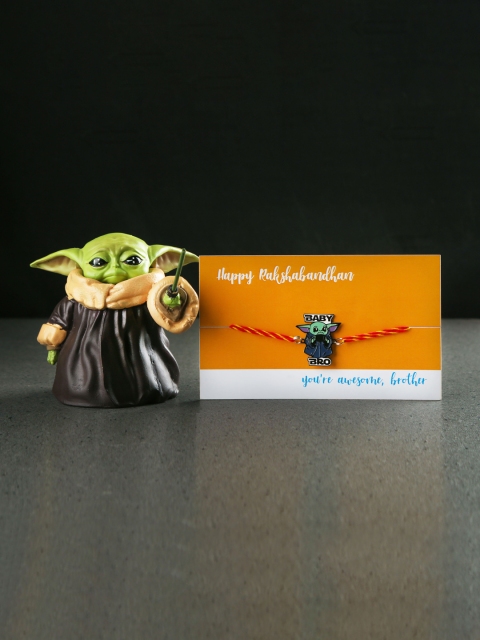 

Bigsmall Boy Black & Green Baby Yoda Rakhi Gift Set