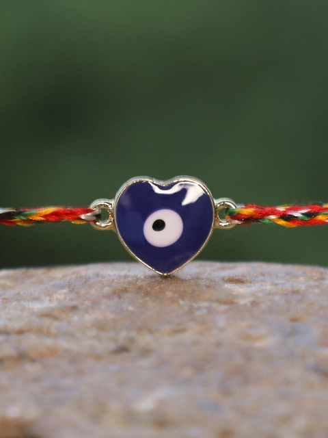 

Bigsmall Men Blue & Red Heart Shaped Evil Eye Rakhi