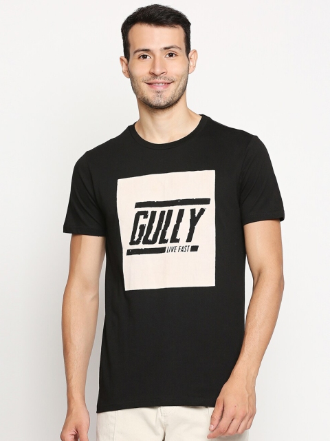 

GULLY Men Black Printed Cotton T-shirt