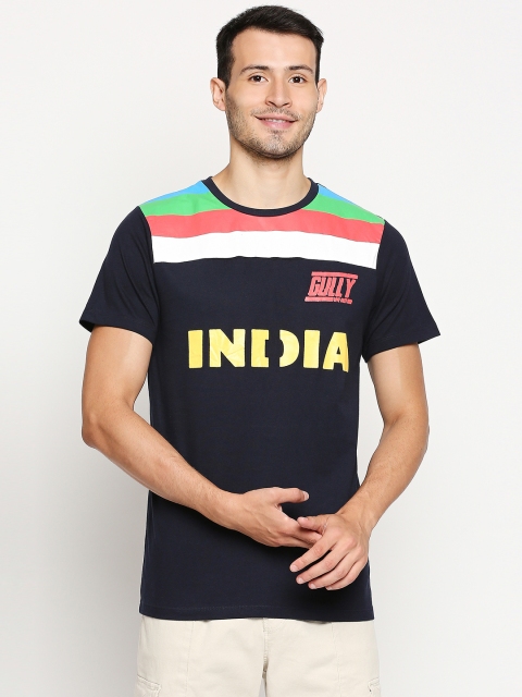 

GULLY Men Navy Blue Typography Printed T-shirt