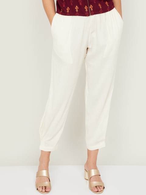 

Melange by Lifestyle Women Off White Trousers