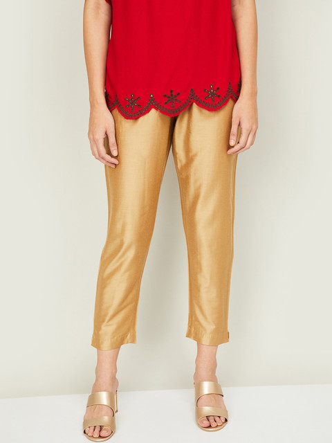 

Melange by Lifestyle Women Gold-Toned Cigerette Trousers