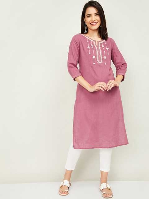 

Melange by Lifestyle Women Pink Embroidered Kurta