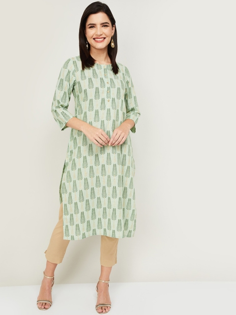 

Melange by Lifestyle Women Green Ethnic Motifs Printed Kurta