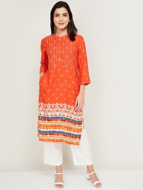 

Melange by Lifestyle Women Orange Printed Kurta
