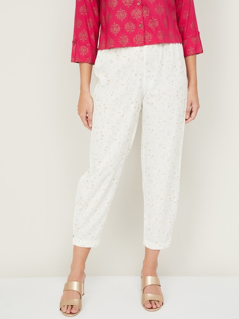 

Melange by Lifestyle Women White Printed Trousers