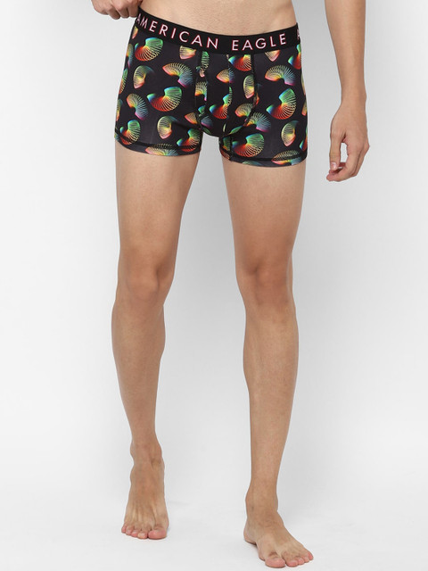 

AMERICAN EAGLE OUTFITTERS Men Black & Yellow Printed Trunks WES0231160001