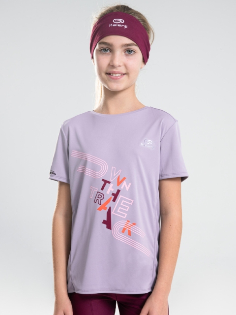 

Kalenji By Decathlon Girls Purple Typography Printed Running T-shirt